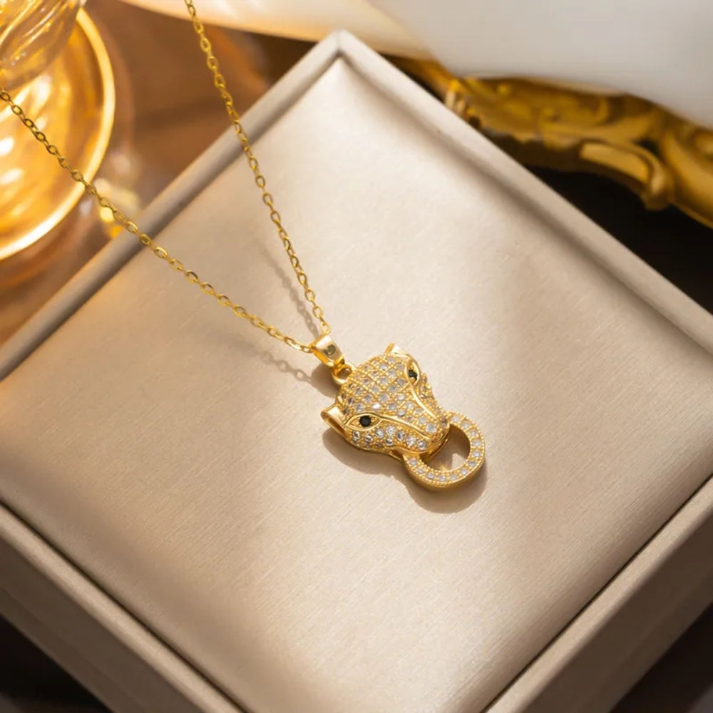 Elegant Gold Panther Pendant Necklace
